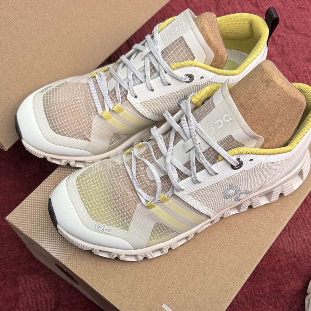 On Running Women's White, Yellow & Tan Cloud Sneakers